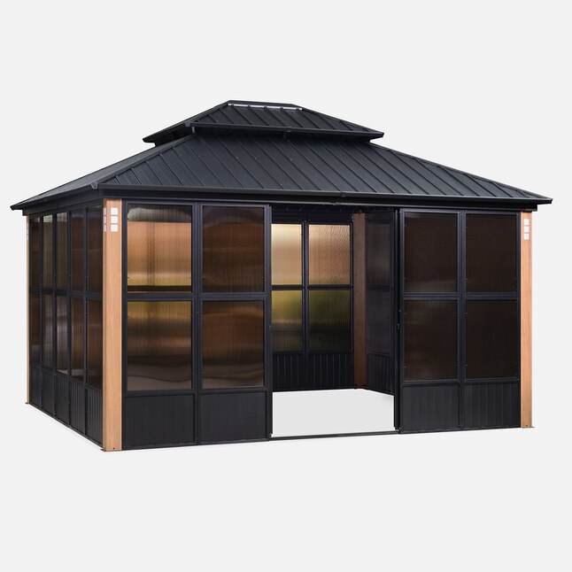 PURPLE LEAF 14-ft x 12-ft Sumroom Wood Grain - Black Top