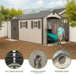 lansaro llc lansaro lifetime 8x17 outdoor storage shed dual entry tan 02 20260407191625 e91f381a.webp