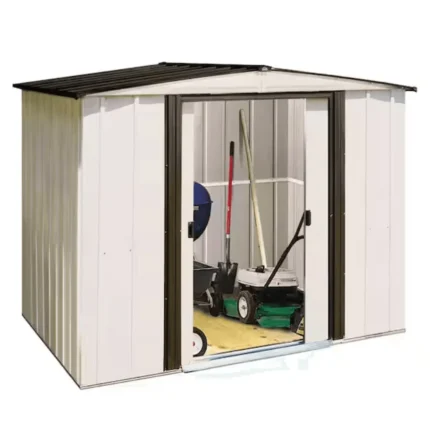 lansaro llc lansaro newport 2 tone eggshell coffee galvanized metal shed sliding lockable 01 20260407191655 b7ea313b.webp