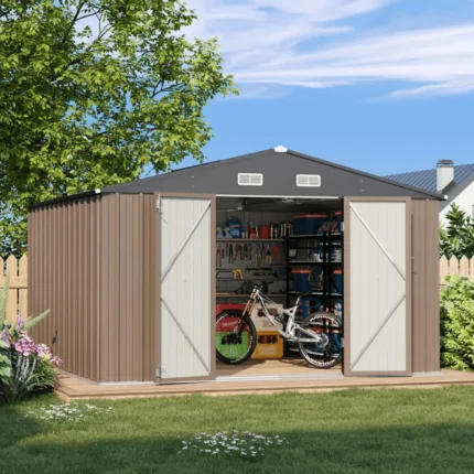 lansaro llc lansaro veikous 10ft outdoor metal storage shed gray 100sqft 02 20260407191457 489e0b50.webp